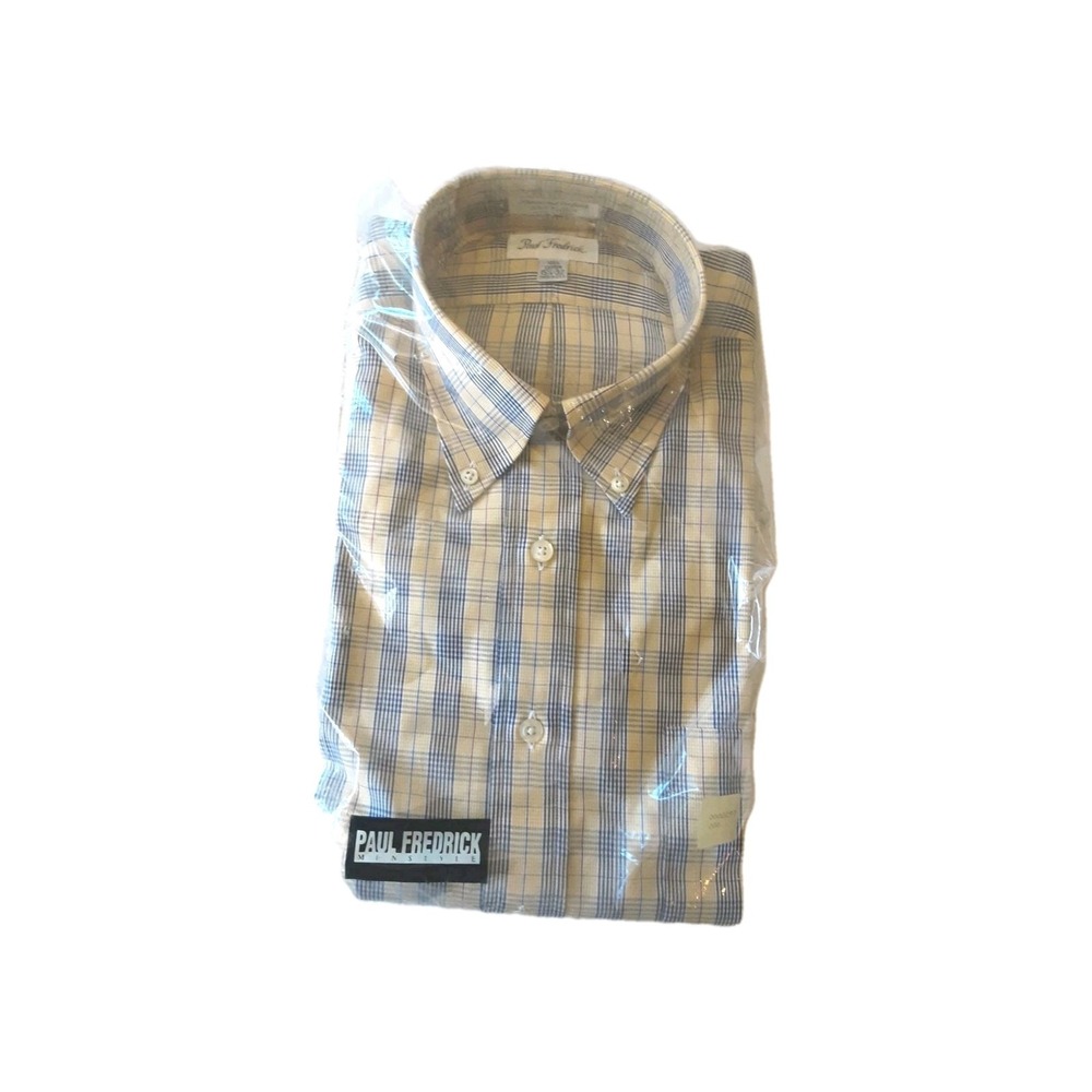 VTG Paul Fredrick Dress Shirt Cotton 15.5x32 Button Long Sleeve USA NEW